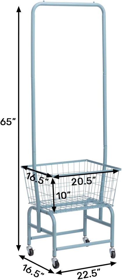 Laundry Cart with Clothes Rack, Rolling Laundry Butler with Wire Storage Rack - Image 4 of 4