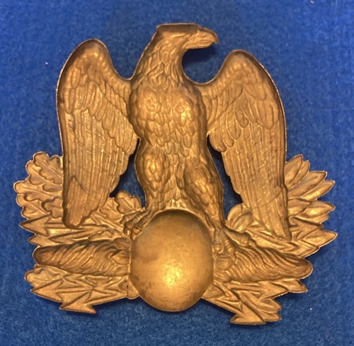 Fine 19th C., Napoleon III era, brass eagle Shako helmet plate Insignia, unused - Picture 7 of 11