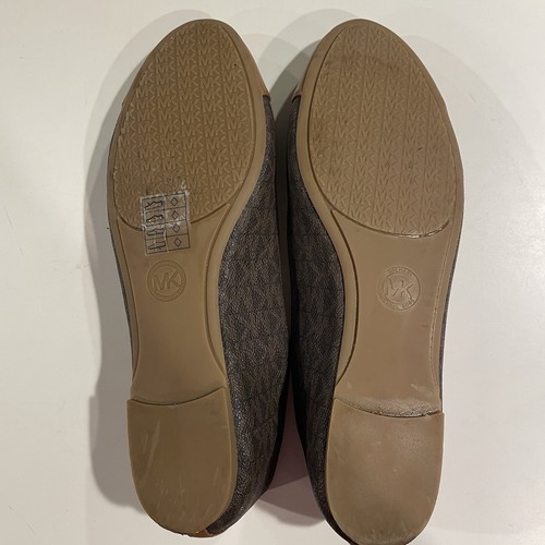 Michael Kors Rebecca Flex Ballerinas Damen 8 braun Cap Toe Gold Logo Slipper - Bild 6 von 10