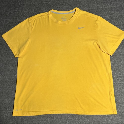 Nike Dri Fit Shirt Men’s XXL Yellow Swoosh Logo Short Sleeve athletic wear