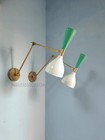 Mid Century Wall Sconce Italian Diabolo Sconce Pair White and Mint Green Scone