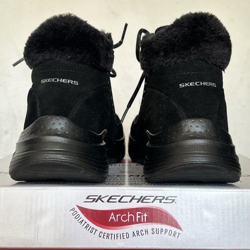 SKECHERS Arch Fit Stiefeletten Schwarz Damen Größe UK 6,5 EU 39,5 Wildleder Kunstfell. " - Bild 6 von 14