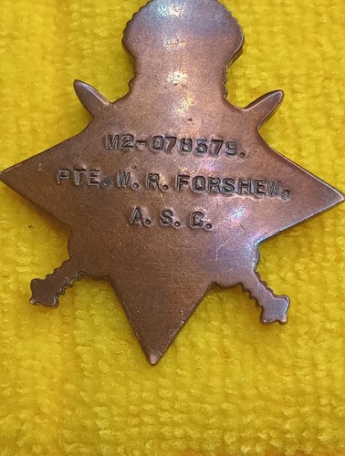 WW1 1914-15 Star Medal M2-078379 PTE. W.R.FORSHEW A. S. C. - Picture 3 of 5