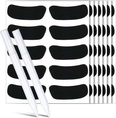 Sports Eye Stickers Black, 100 Pairs Face Strips with 2 Markers, Breathable Eye