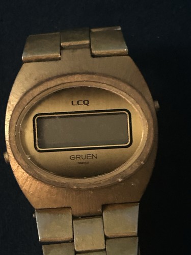 Gruen LCQ MENS Digital Watch GOLD TONE - Picture 2 of 4