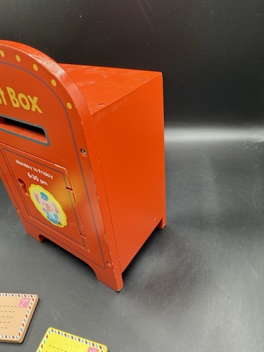 Soka Wooden Red Postbox Letterbox Playset Toy With All 5 Letters / Envelopes - Picture 2 of 11