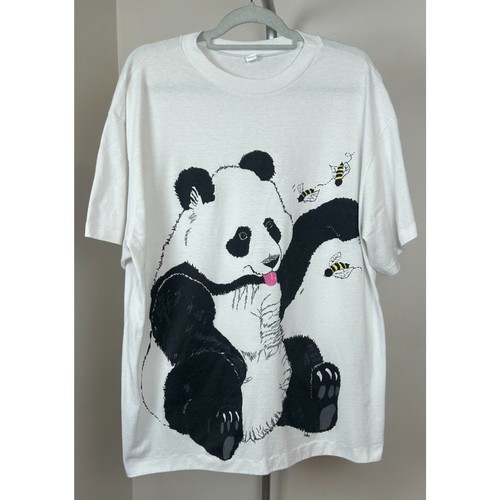 Vintage T-Shirt Panda Bienen Oversized Made in USA Grafik L/XL Wildlife 