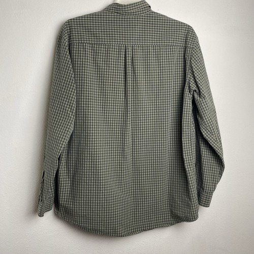 Camisa LL Bean Para Hombre Grande 100% Algodón LS Cuello Abotonado Verde Oliva Rayas - Imagen 2 de 6