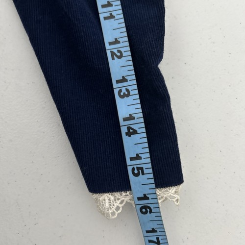 Vtg Ruth of Carolina Dress Kids Navy Corduroy  Lace Puritan Mormon Cottagecore - Picture 5 of 6