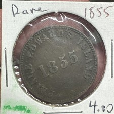 1855 1/2 Penny Prince Edward Island Copper Coin  Self Government and Free Trade 