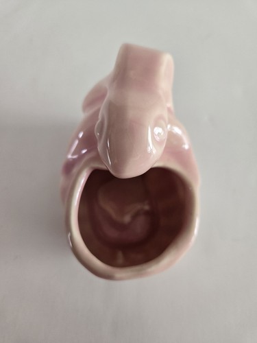 Vintage Shawnee Rabbit Bunny With Basket Mini Miniature Planter Pink - Picture 5 of 9