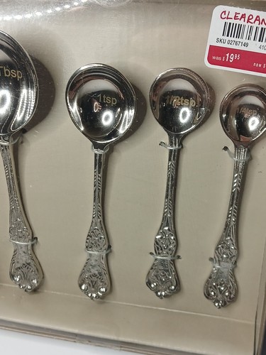 NOS Pier 1 Imports Stainless Steel Measuring Spoon Set of 4 New in Box - Picture 3 of 5