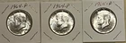1964-P Kennedy Half Dollar 90% Silver Lot of 3