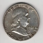 1961 P FRANKLIN HALF DOLLAR 90% SILVER 50¢ PHILADELPHIA UNITED STATES OF AMERICA