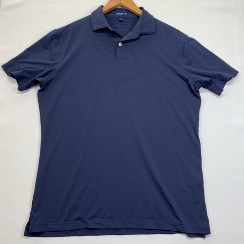 Peter Millar Shirt Mens Medium Crown Crafted Blue Navy Solid Albatross Polo - Picture 2 of 10