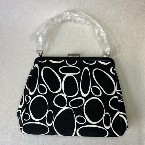 BORSA BORSETTA VINTAGE ANGELA ADAMS bianca e nera RETRO POCHETTE con portamonete NUOVA ETICHETTA - Foto 3 di 14