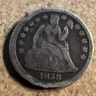 1858 Liberty Seated Silver Dime Good W-950