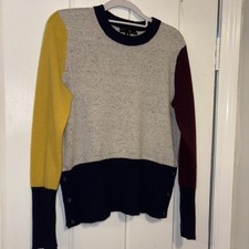 Aqua 100 cashmere color block pullover sweater, size xs