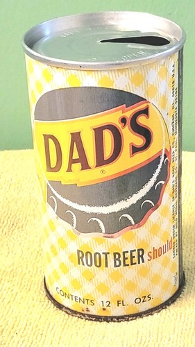Vintage Steel 1960’s Dads Root Beer RARE YELLOW CHECKERED CAN
