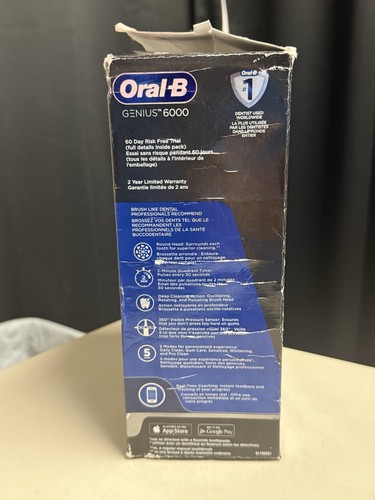 Oral-B Genius 6000 Cepillo de Dientes Eléctrico, Recargable, Estuche de Viaje Negro Caja Abierta - Imagen 5 de 6