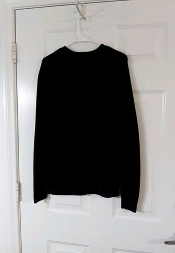 H&M Black Acrylic Wool Blend Crewneck Cable Knit Long Sleeve Sweater Men's Med - Picture 5 of 6