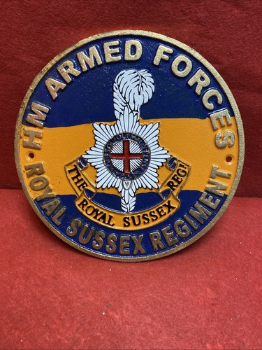 ROYAL SUSSEX REGIMENT massives Gusseisen Wandschild Plakette HM ARMY 24cm - Bild 1 von 10