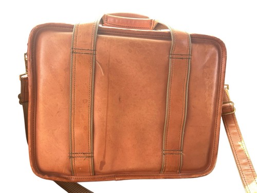 Hartmann Vtg Leather Briefcase 14" USA Messenger Bag Carry-On w Shoulder Strap - Picture 2 of 18