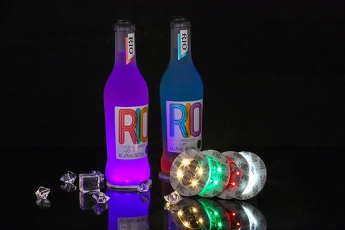 Posavasos LED blancos paquete de 12 posavasos LED pegatinas luces botella de vino Li - Imagen 3 de 9