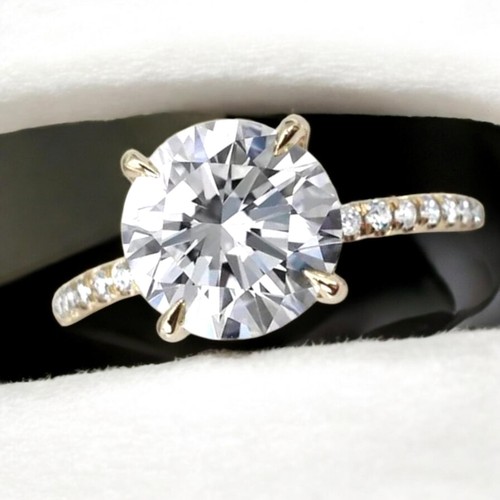18K Yellow Gold IGI Certified Lab Grown Diamond Wedding Ring 2.40 CT Round Cut - Picture 2 of 12