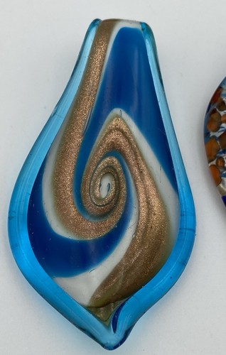 Glass Blown Leaf Pendant For Jewelry Making Multi Color Lot Of 6 - Picture 4 of 12