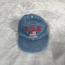 Vintage Ralph Lauren Denim Hat Cap Toddler Size USA Flag Cotton