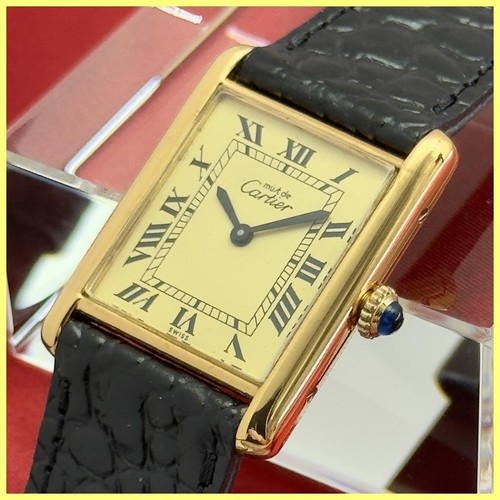 Cartier Must Tank Vermeil Roman Index Ivory LM 23mm Herren Quarz TOP - Japan - Bild 8 von 11