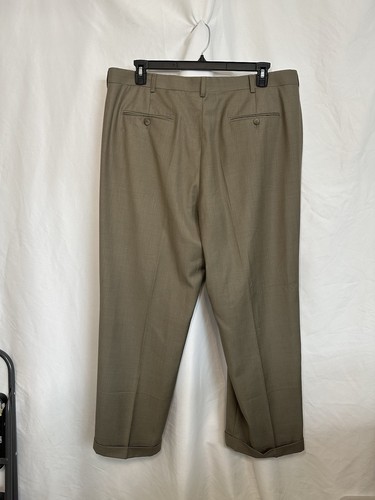 Pantalones de vestir para hombre Perry Ellis America marrón caqui talla 40/30 plisados con puños - Imagen 3 de 4