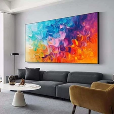 Modern Abstract Texture Hand Painted Oil Painting on Canvas Home Decor Red