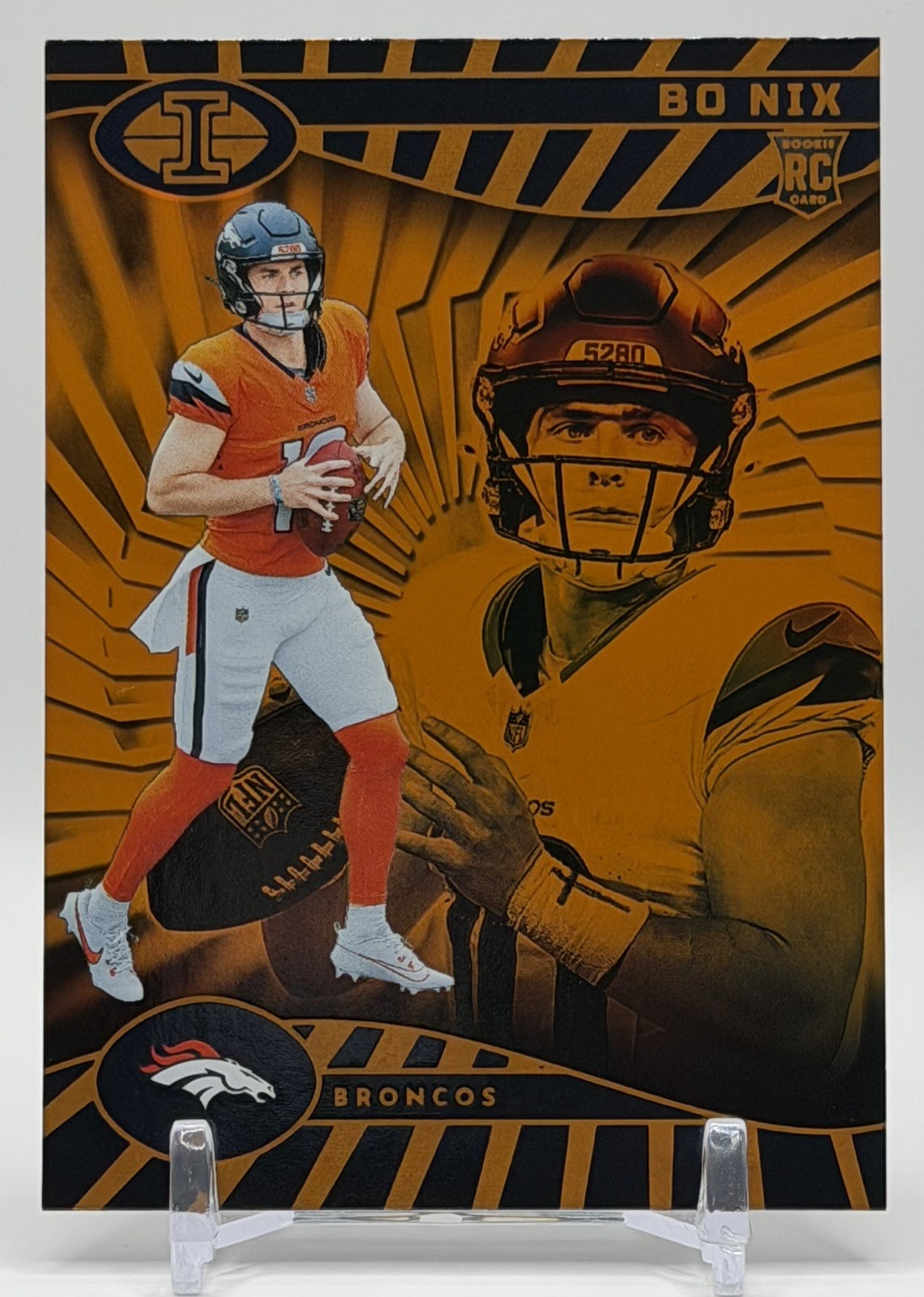 Bo Nix 2024 Panini Illusions #22 Trophy Collection Orange Rookie