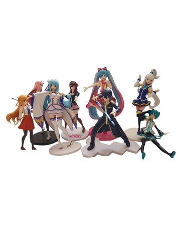 8 Anime Figures Bundle Collection, Hatsune Miku, Yuki Asuna, Emilia, & More