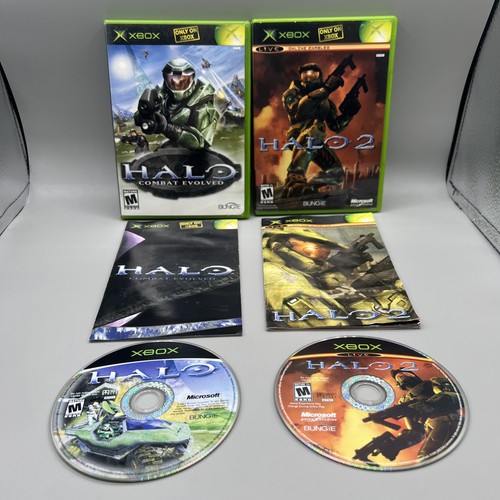 Lot of 2 Xbox Games Halo Combat Evolved & Halo 2 Complete w/ Manual CIB Tested