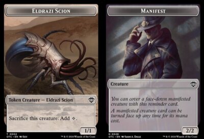 mtg manifest double faced cards MTG Eldrazi Scion (0002) // Manifest (0028) Double-sided Token NM-Mint  Commander