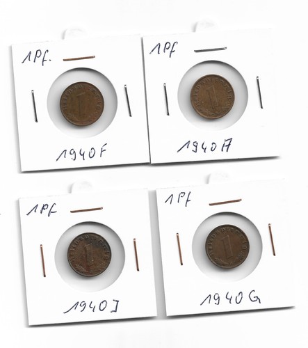 4 x 1 Pfennig 1940 A, F, G und J komplett