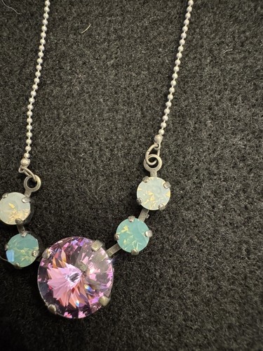 Sabika Sweetener 5 Stone Necklace Tiara Bracelet Fun Drop Earrings Pink Purple - Picture 2 of 5