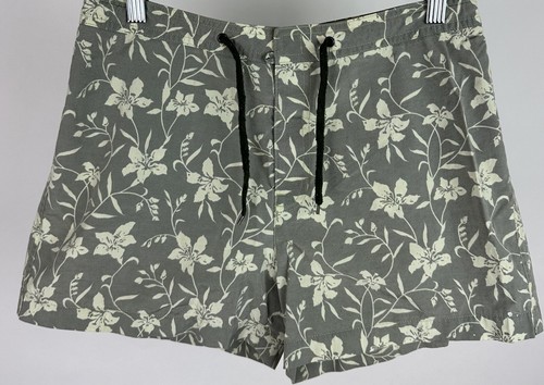 Vintage Y2K GAP Board Shorts M Gray Light Green Tropical Floral Hawaiian Beach  - Picture 2 of 14