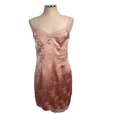 Cider Dress Slip Womens L Peach Lace Babydoll Nightgown Lingerie Nylon Back Zip