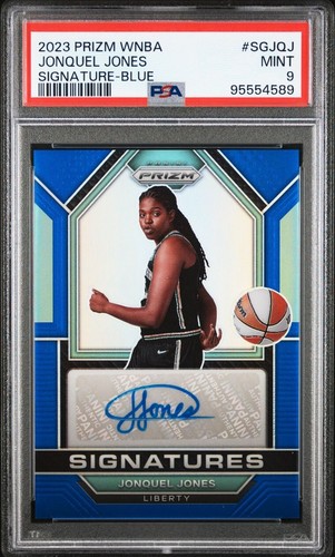 2023 WNBA Panini Prizm Jonquel Jones Auto Blue /49 SG-JQJ PSA 9 New York Liberty - Bild 1 von 2