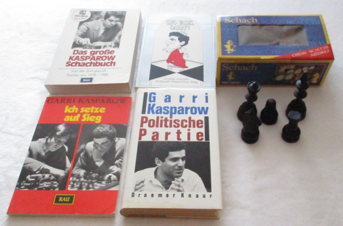 Garri Kasparow 4 Schachbücher+1x Holzfiguren