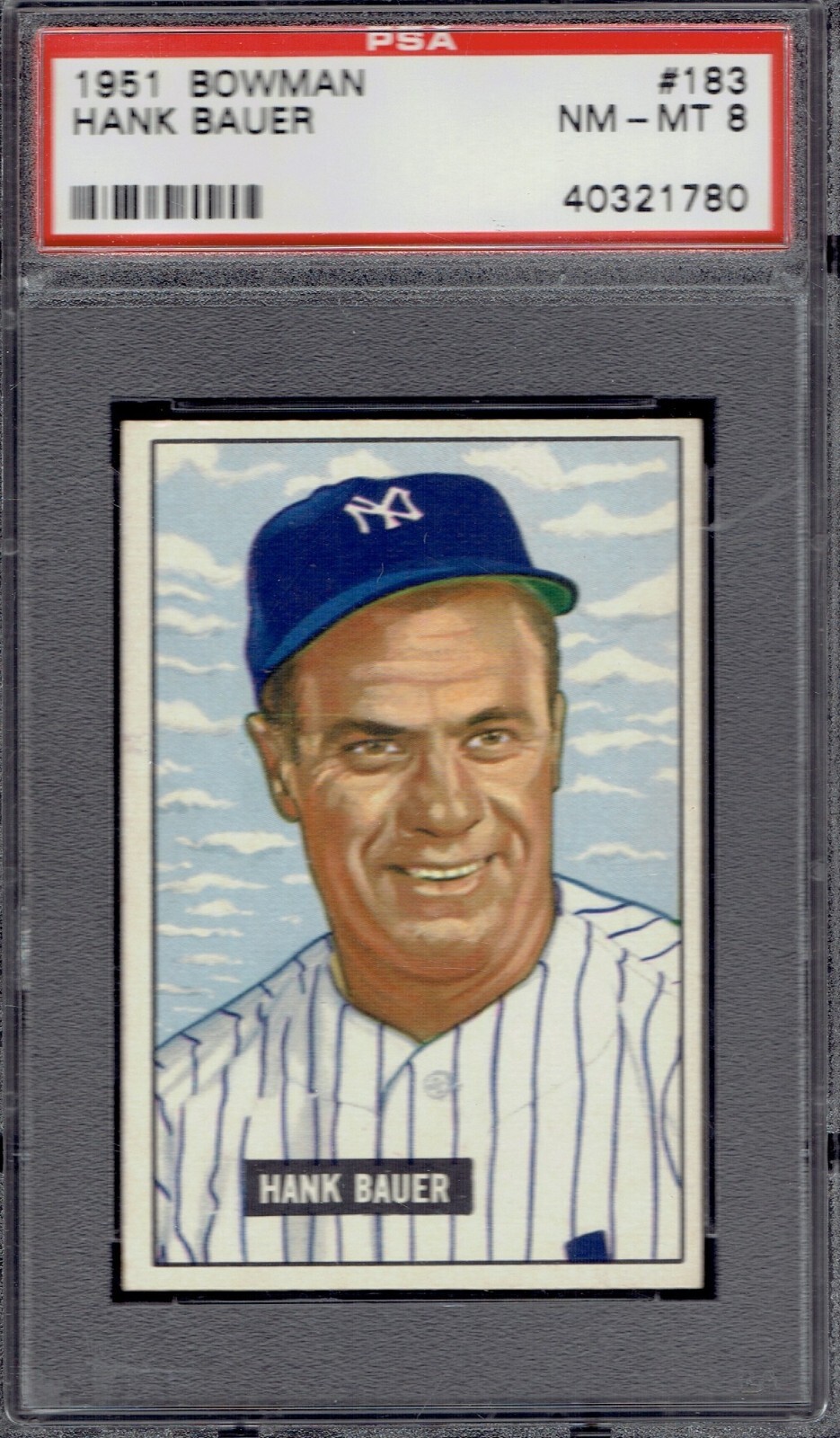 1951 Bowman 183 Hank Bauer. PSA 8 NMMT. (TX1780).