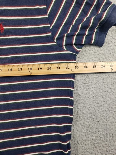 Vintage Polo Ralph Lauren Hemd Herren Large Blau Gestreift Golf Kurzarm Baumwolle - Bild 5 von 10