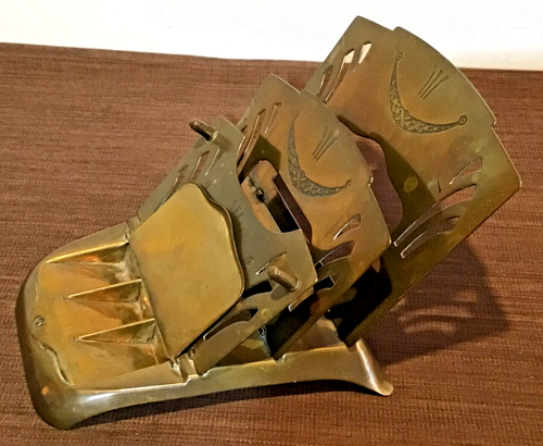 ANTIQUE FOLDING BRASS LETTER & POSTAGE STAMP HOLDER - GERMAN GESGESCH
