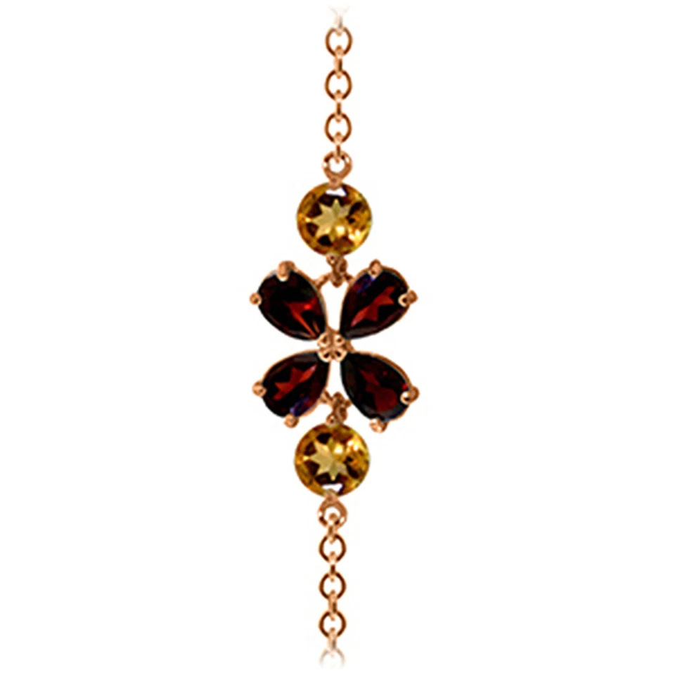 14K. SOLID GOLD BRACELET WITH GARNETS & CITRINES - Image 2 of 4