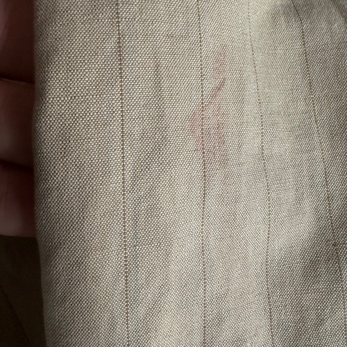 Banana Republic Linen Blend Blazer 42R Pinstripe Smooth Tan Tropical Weight FLAW - Picture 11 of 15