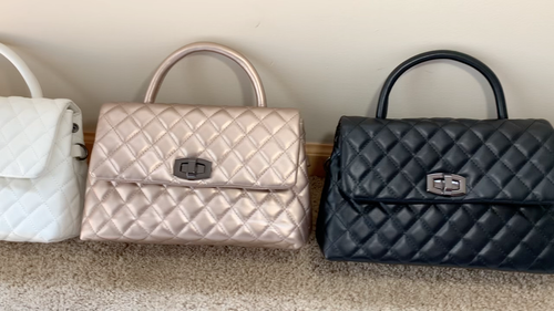 Quilted Purse Top Handle / Crossbody / Shoulder Bag Women's Handbag 4 Colors - Video 1 of 1